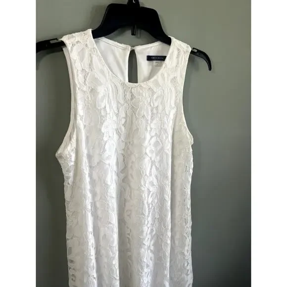 Tommy Hilfiger Sleeveless White Floral Lace A-Line Dress, Size 6 - Picture 4 of 13